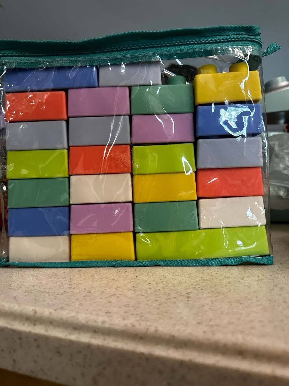 Clementoni Soft Clemmy 24-Piece Building Blocks Set with Teal Storage Bag